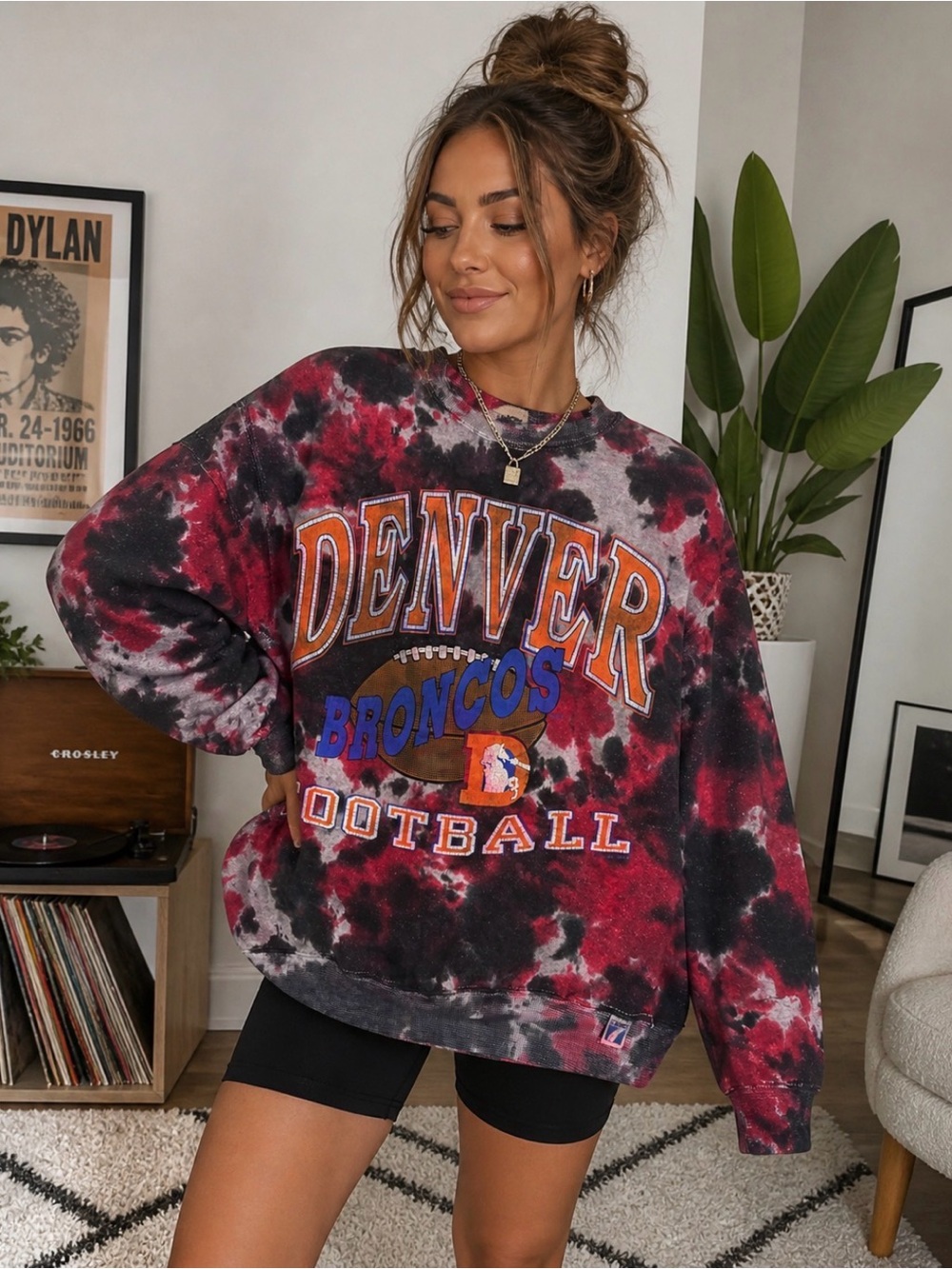 Vintage Denver Broncos Tie Dye Sweatshirt Furst of a Kind Rework Logo 7 Crewneck